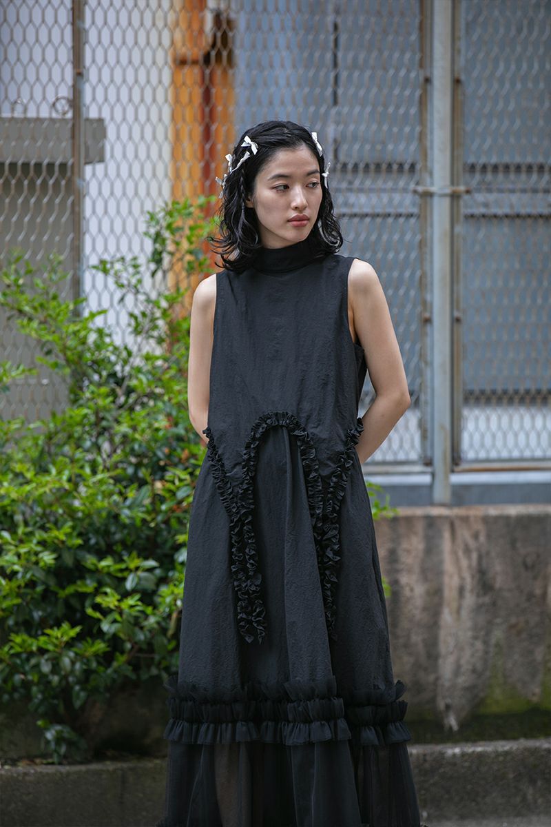 BACKLESS FLOTULLE DRESS/BLACK | CEREΛL